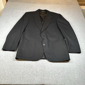 Brooke & Deane Pure Wool Blazer Mens 40R Black Jacket Made In USA NOTE